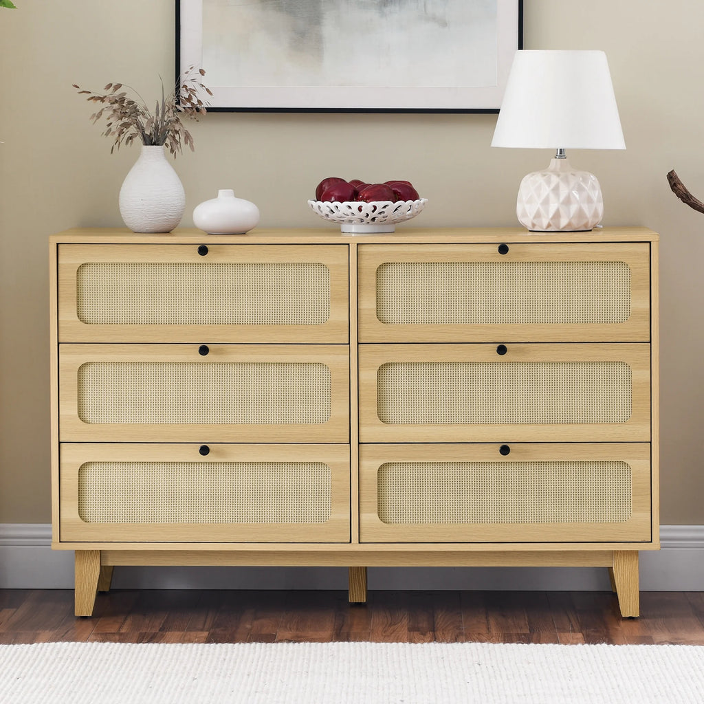 6 Drawer Rattan Dresser T112