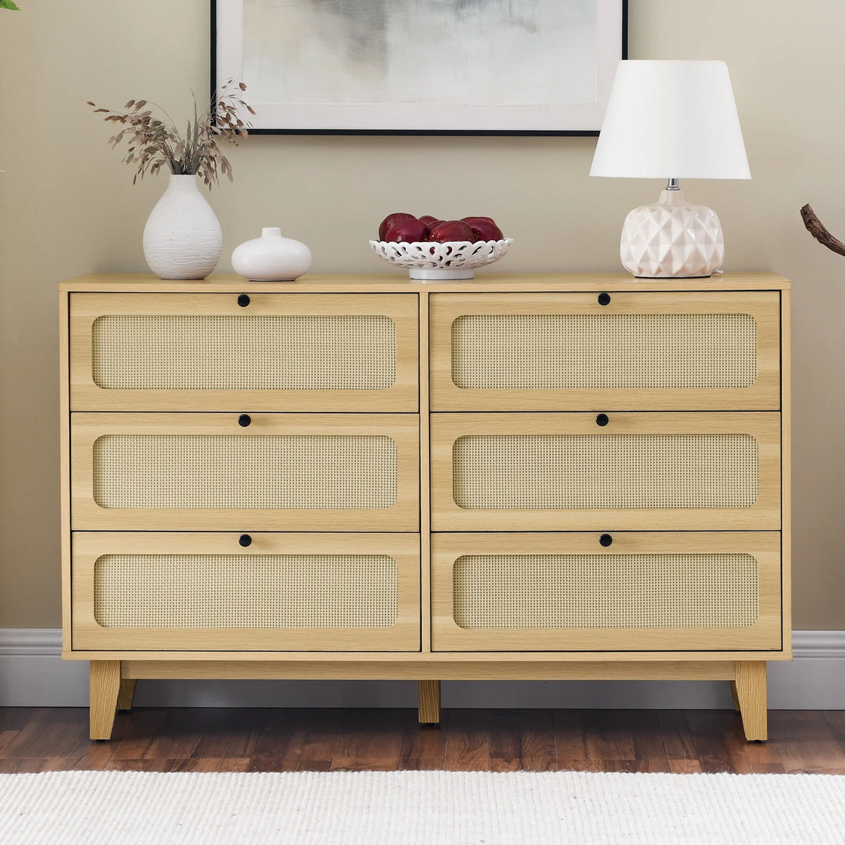 6 Drawer Rattan Dresser T112