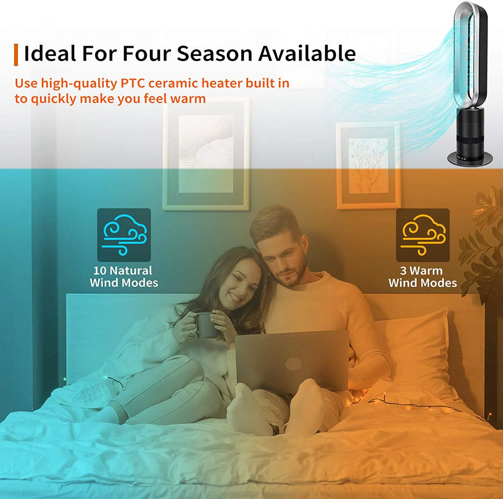 32-inch Bladeless Tower Fan Heater & Fan Combo with Remote Control N72793
