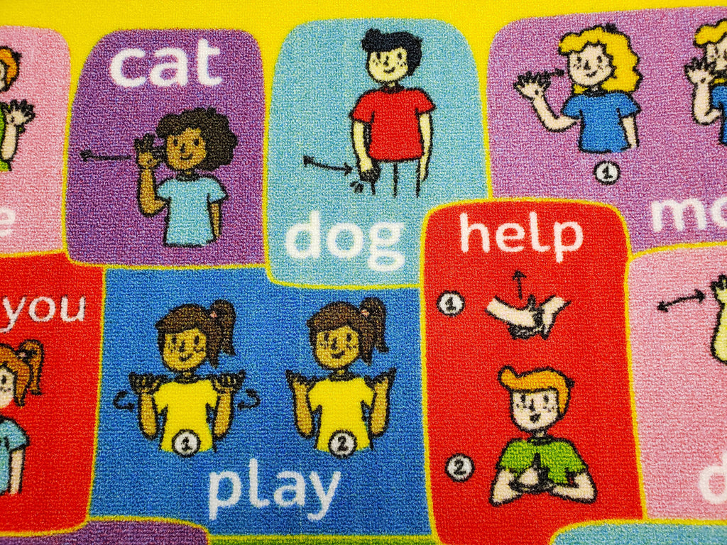 ABC Alphabet ASL Sign Language Educational Learning Polypropylene Kids Area Rug 3'3 x 4'7 Y61314