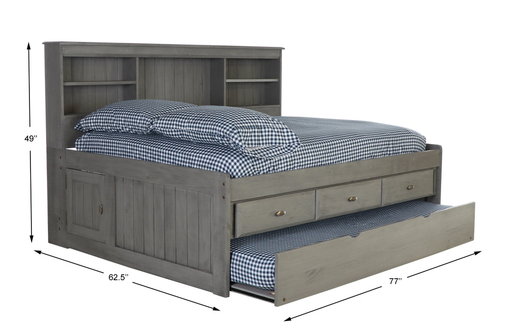 Charcoal Gray Solid Pine Full Daybed with Three Drawers and Twin Trundle L173903