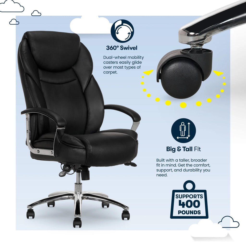 Black Bonded Leather Big & Tall Office Chair E30500