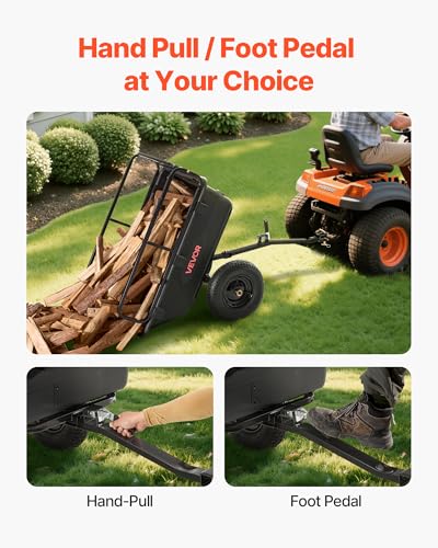 Heavy Duty Tow Behind Steel Dump Cart 17 Cu.Ft. 600lbs Capacity 16in Tires A384300