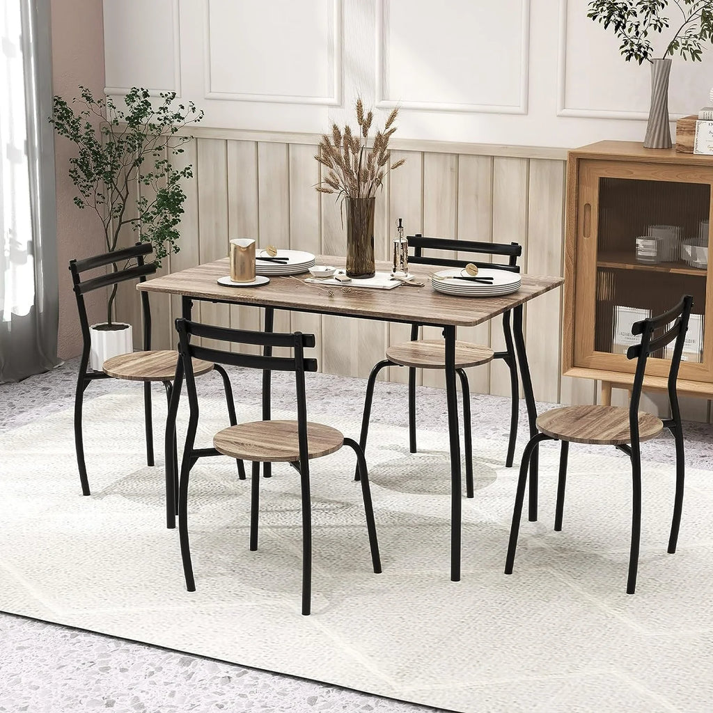5-Piece Modern Dining Table Set with 4 Chairs J198307