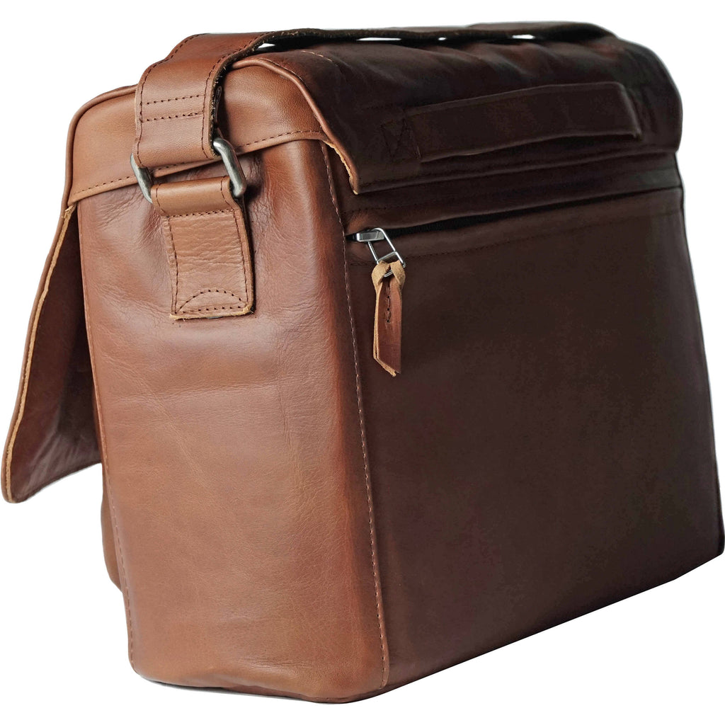 Medium Light Brown Leather Camera Bag B1859