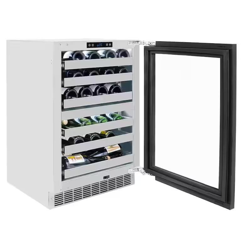 24 in. Dual Zone 44-Bottle Panel Ready Wine Cooler with Glass Door N322833