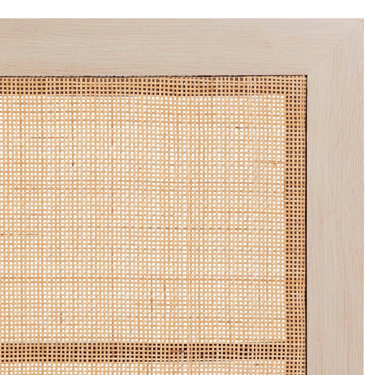 Light Brown Wood and Natural Rattan Queen Size Headboard B4683