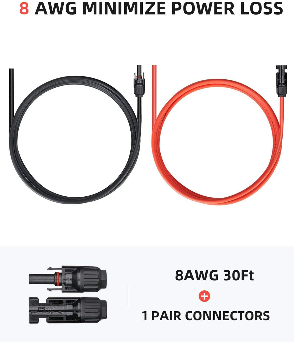 100Feet 10AWG Solar Extension Cable with Female and Male Connector T379