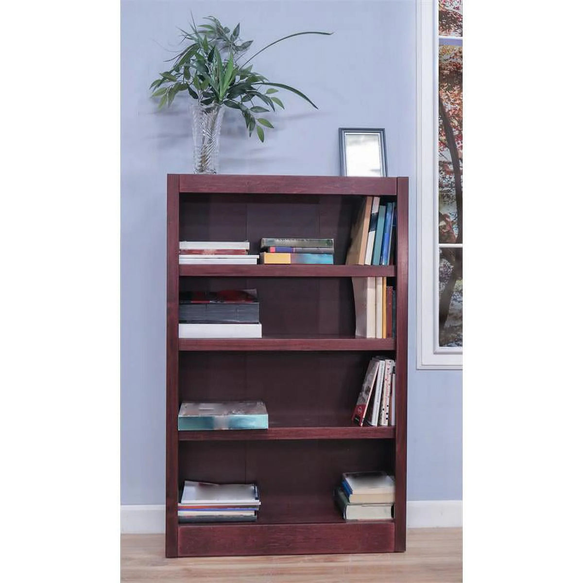 48" Tall 4-Shelf Wood Bookcase B8083