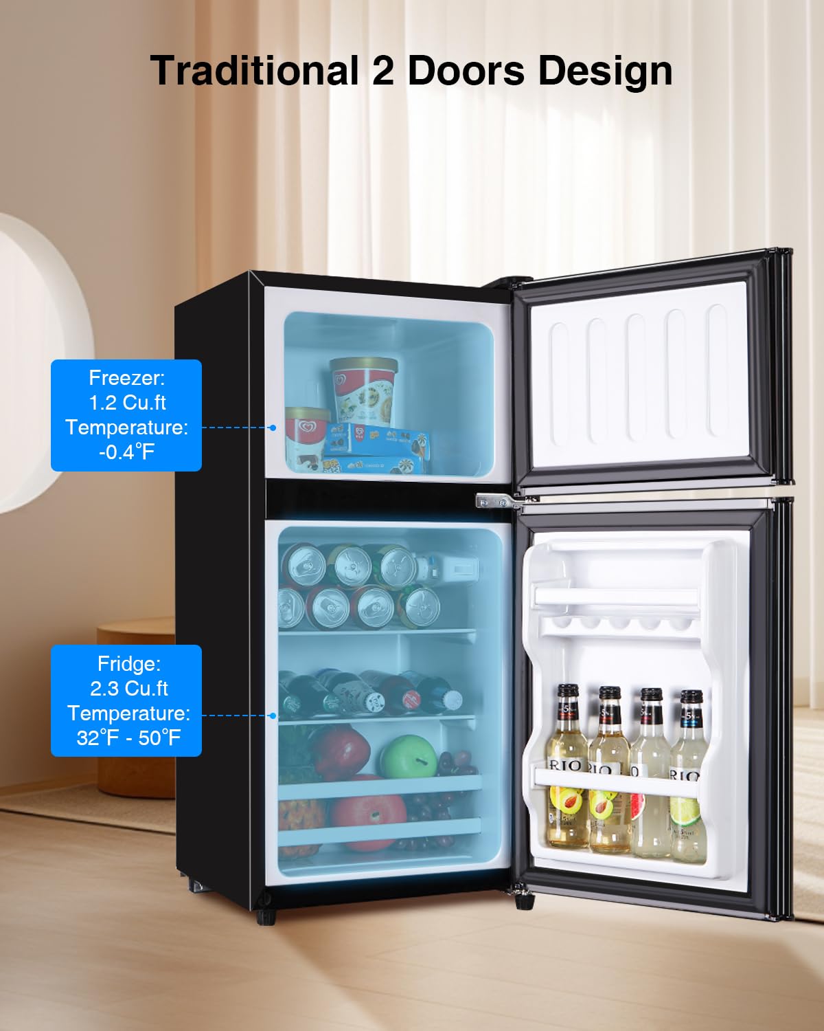 Black 3.5 Cu.Ft Compact Refrigerator with Freezer X22681