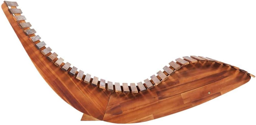 Solid Acacia Wood Rocking Sun Loungers Brown W314414