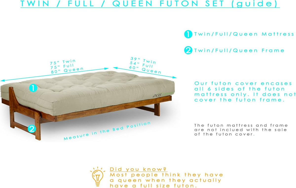 Full Size Futon Cover 54 Inch x 75 Inch Thick Durable Fabric P1173