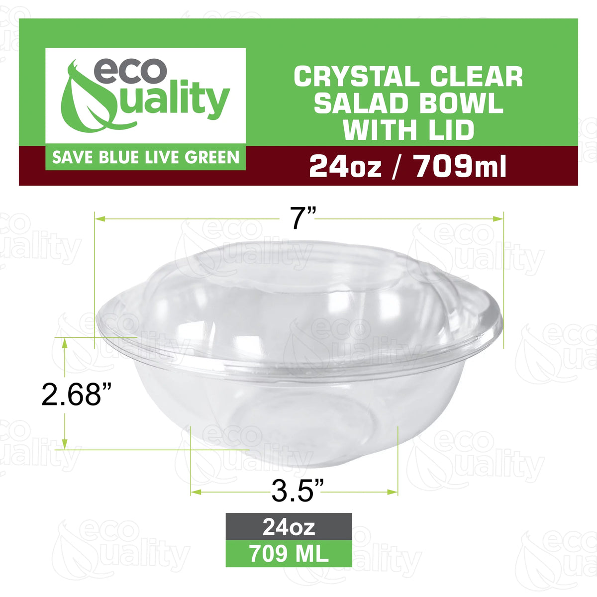 24oz Clear Disposable Plastic Salad Bowls with Lids Z882