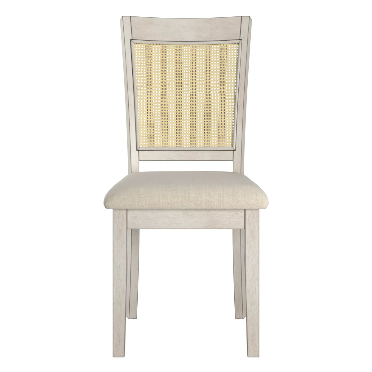 Antique White Beige Linen Dining Chair Set of 2 R8590
