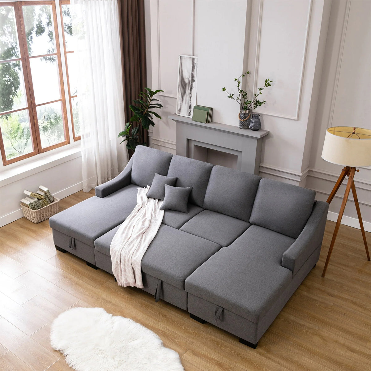 Upholstery Sleeper Sofa with Double Storage Spaces S203670