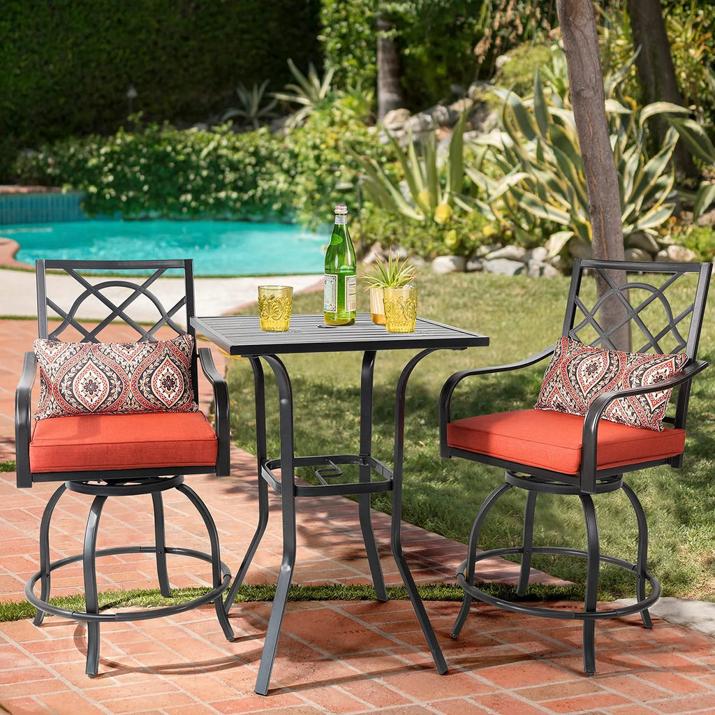 Black Square Patio Height Bar Table with Umbrella Hole S73764