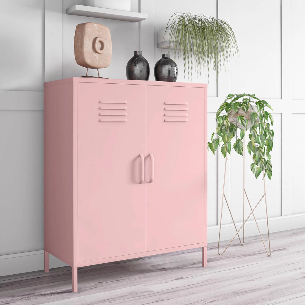 2 Door Metal Locker Style Storage Accent Cabinet A50476
