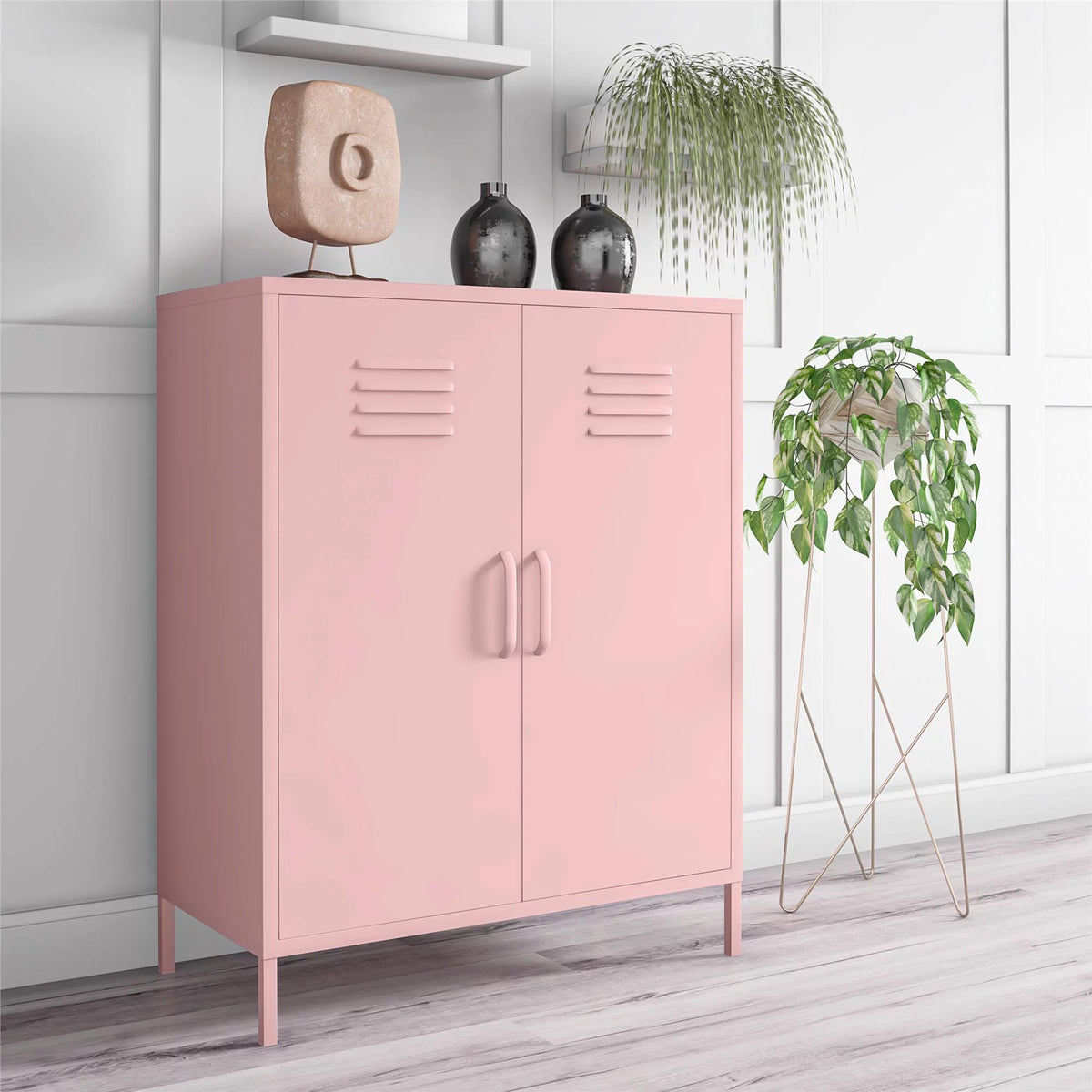 2 Door Metal Locker Style Storage Accent Cabinet A50476
