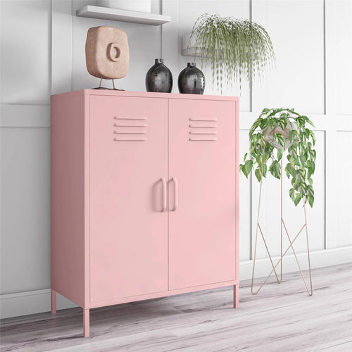 2 Door Metal Locker Style Storage Accent Cabinet A50476