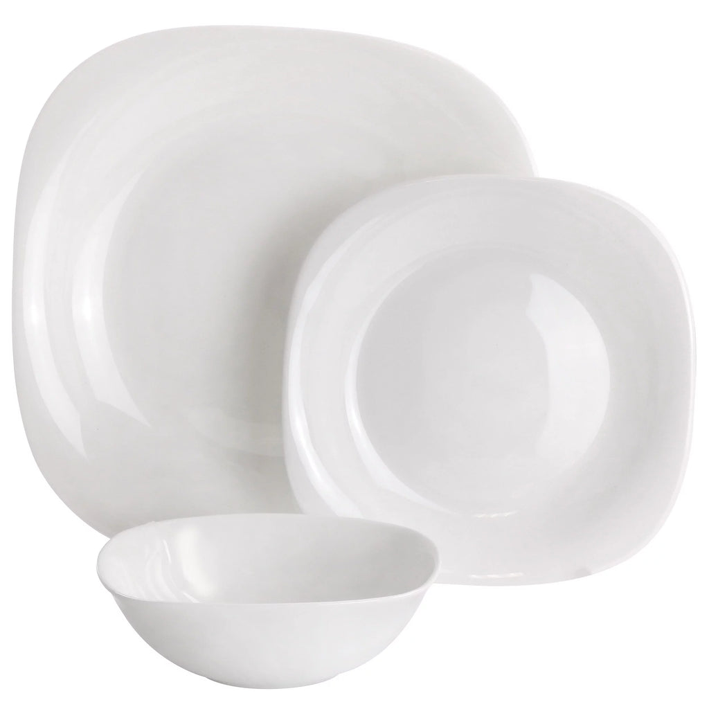 12 Piece White Tempered Opal Glass Dinnerware Set R271