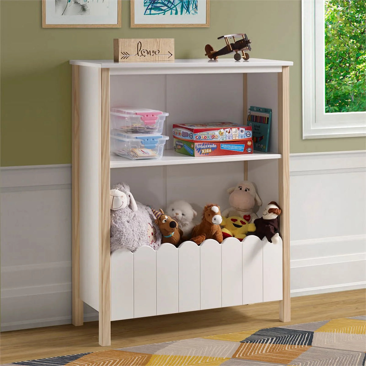 Wood Youth Bookcase in Natural and White F872033