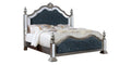 Black Silver Mirror Queen Poster Bed H8892