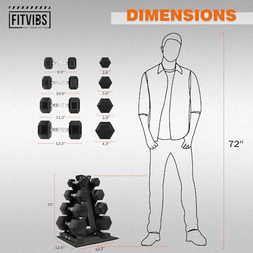 Rubber Encased Hex Dumbbell Set with Rack G57318