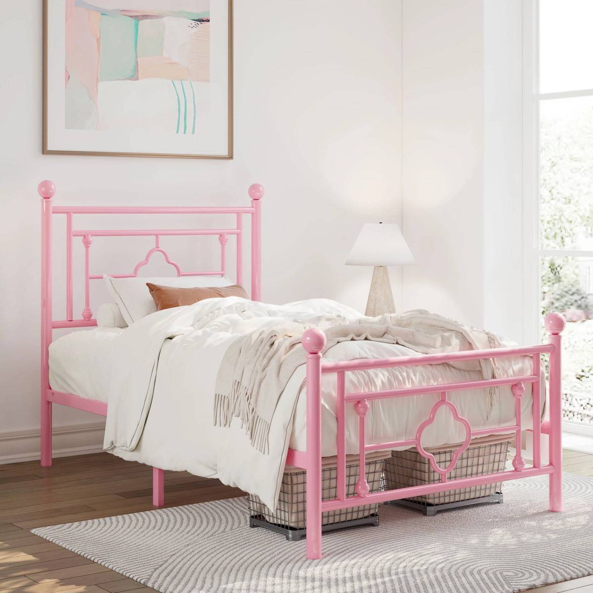 Queen Size Black Metal Platform Bed Frame with Headboard and Footboard U2773