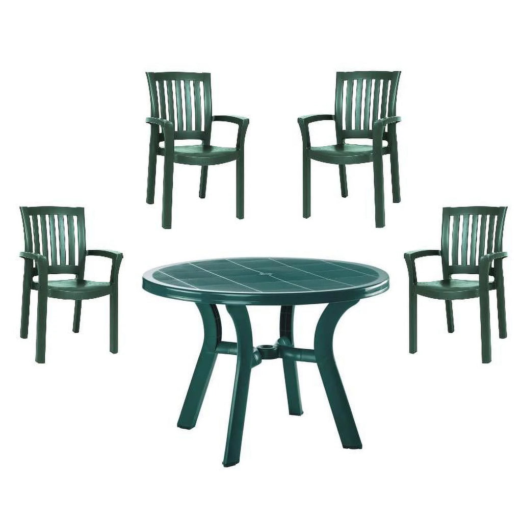 White 5 Piece Resin Patio Table and 4 Chairs V397