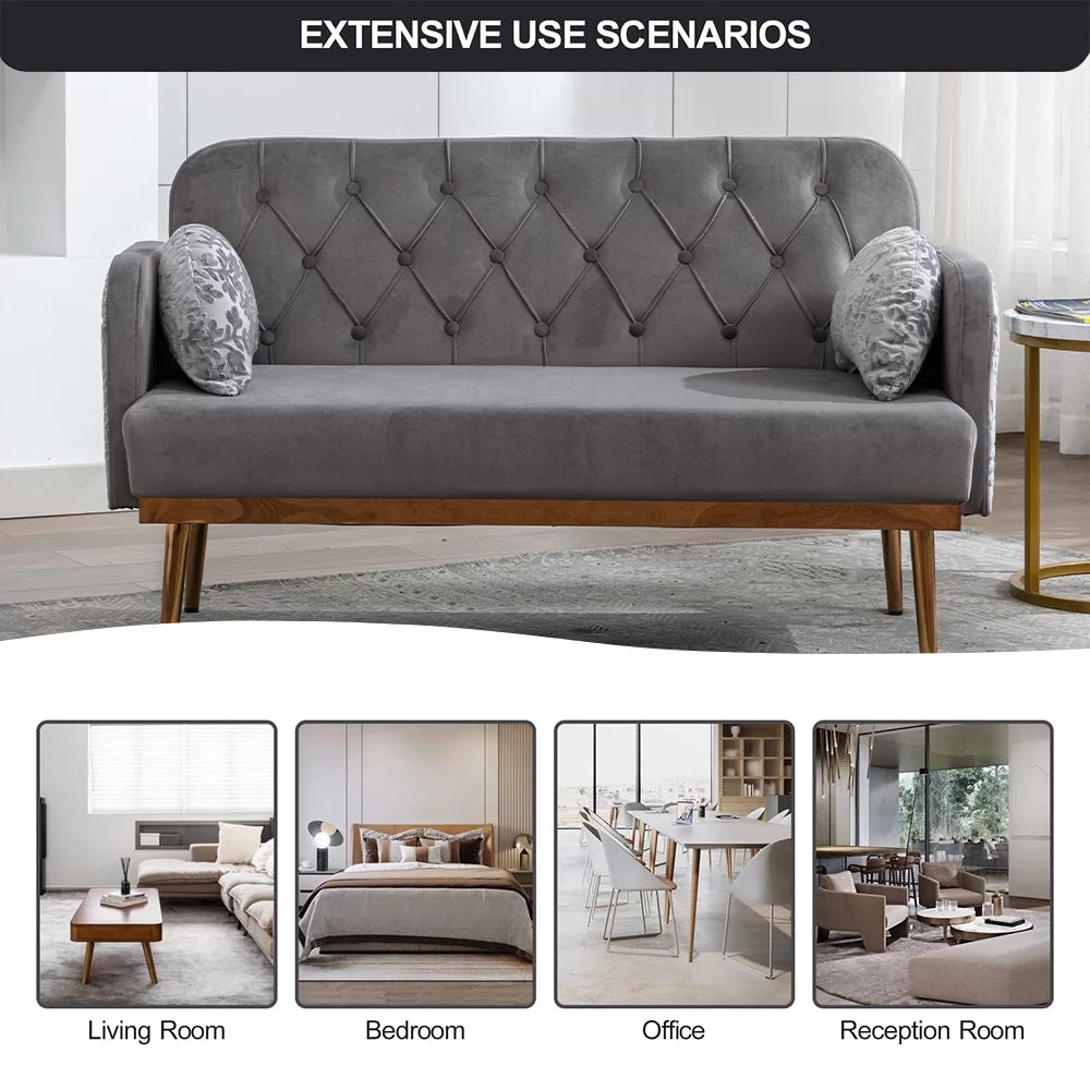 Velvet Loveseat with 2 Pillows B291