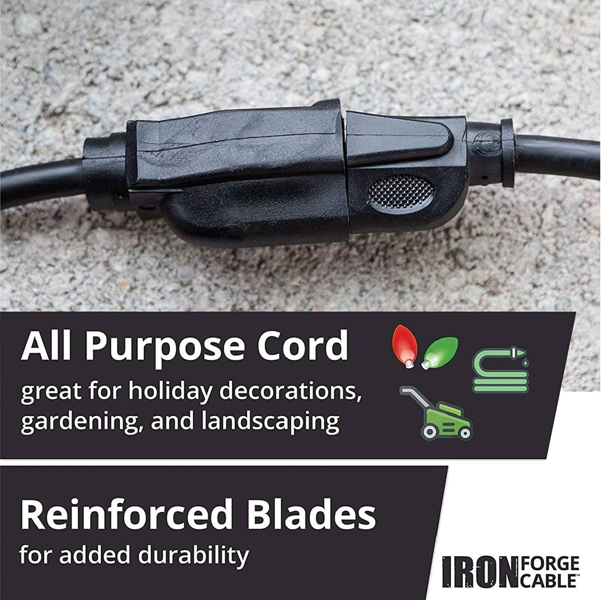 Black Oil Resistant 25 Ft Extension Cord 14/3 SJTOW Pack of 2 E774