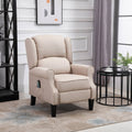 Beige Linen Fabric Heated Massage Recliner Chair with Remote S89845