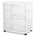 Rolling Plastic Storage Drawer Cart with 3 Clear Drawers, White R414