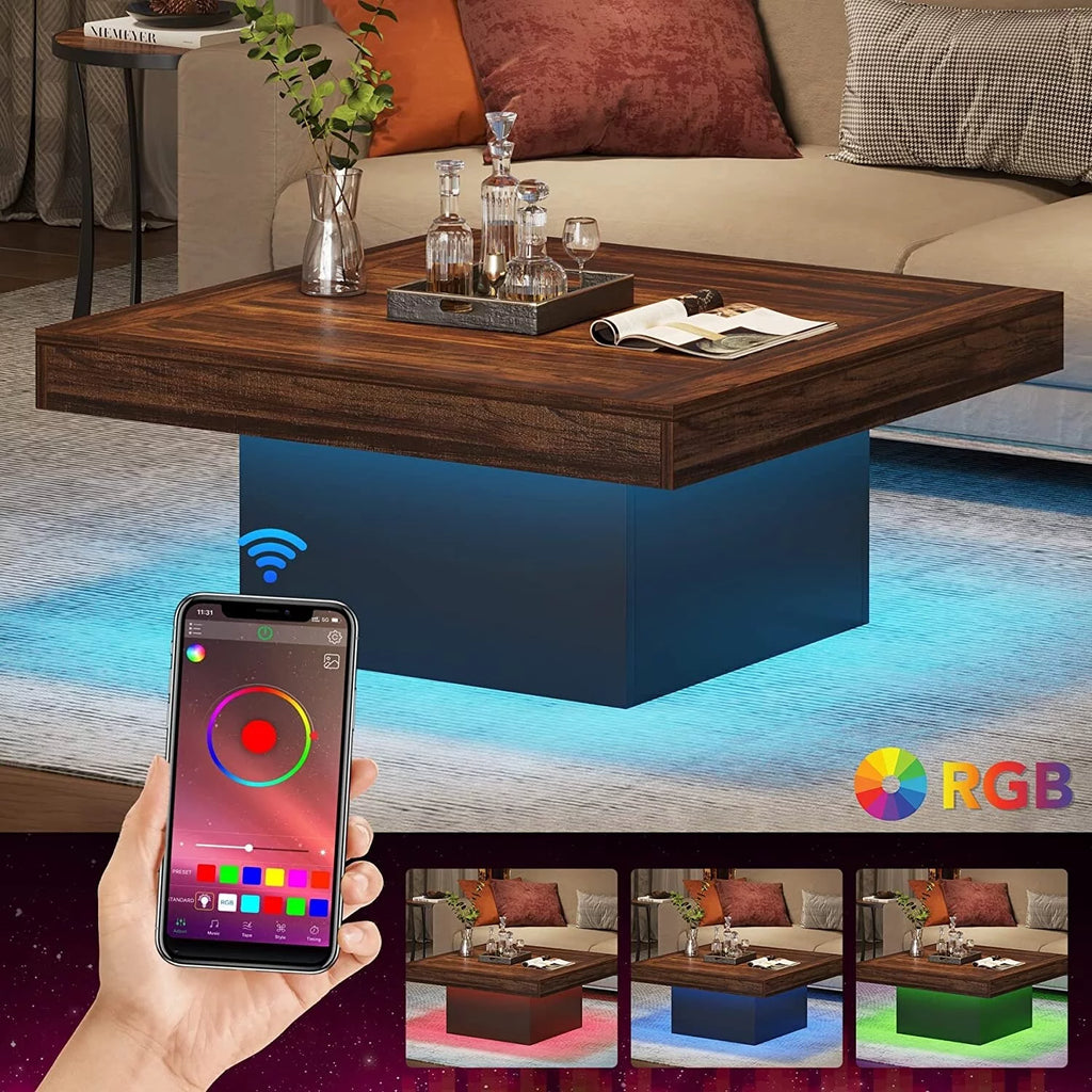 Brown Square LED Coffee Table E57249
