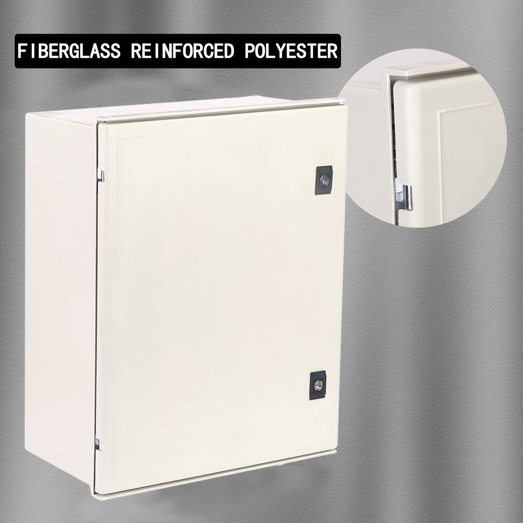 Fiberglass IP65 Weatherproof Electrical Enclosure Box with Hinges & Quarter-Turn Latches M83274