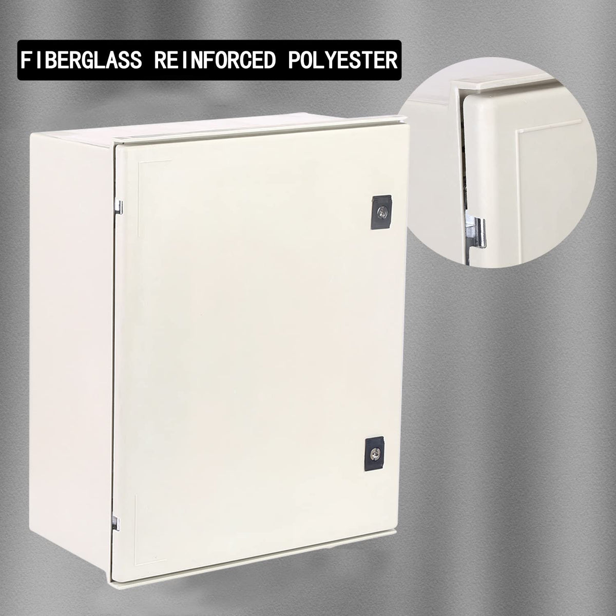 Fiberglass IP65 Weatherproof Electrical Enclosure Box with Hinges & Quarter-Turn Latches M83274