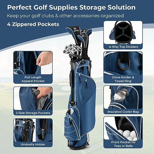 Golf Stand Bag with 4 Way Dividers and 4 Pockets J315615