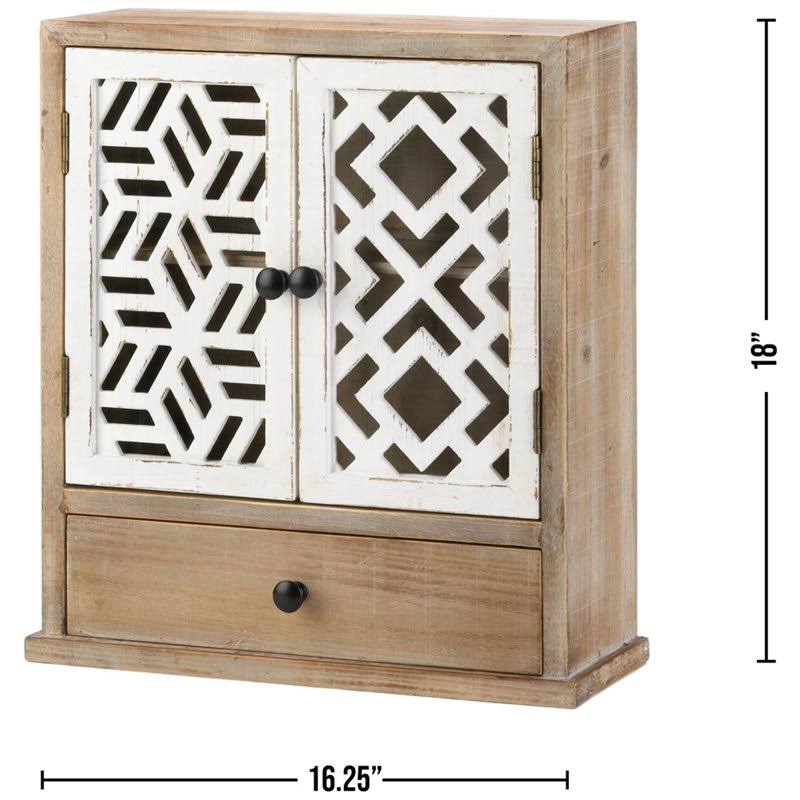White Geo Pattern Wall Cabinet R11829