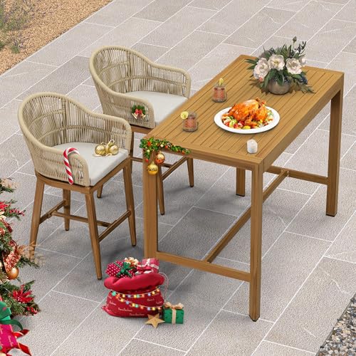 3 Pieces Outdoor Counter Height Bar Stools Set J694