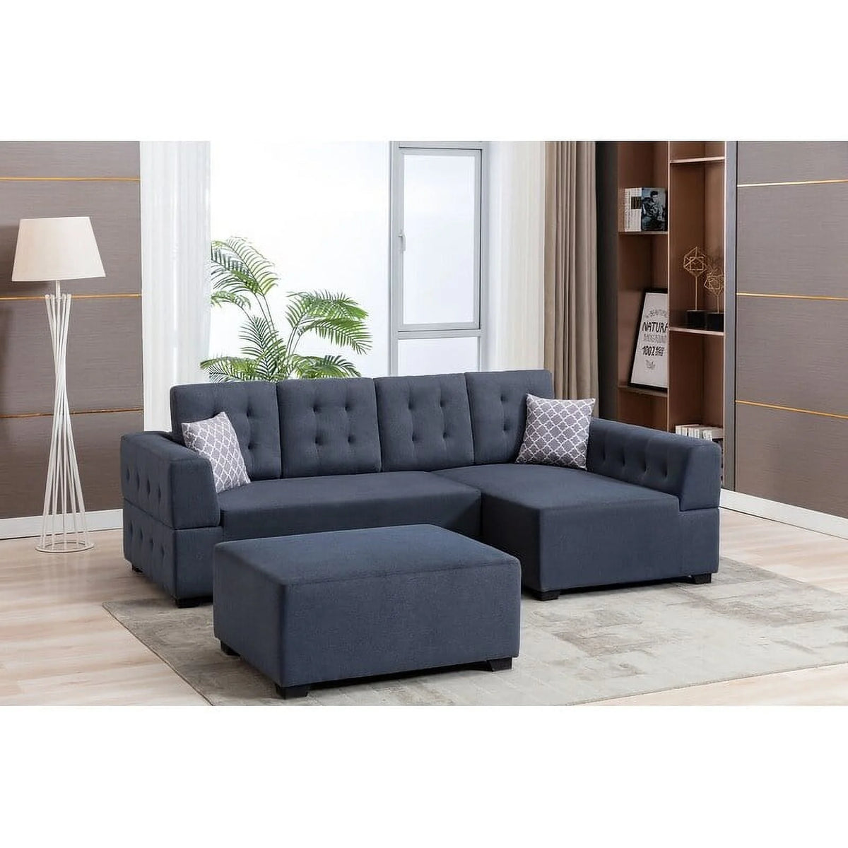 Light Gray Linen Sectional Sofa with Chaise Z62669