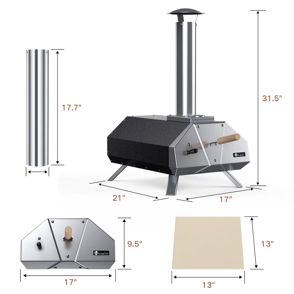 13 Wood Pellet Stainless Steel Pizza Oven with Foldable Legs O89609