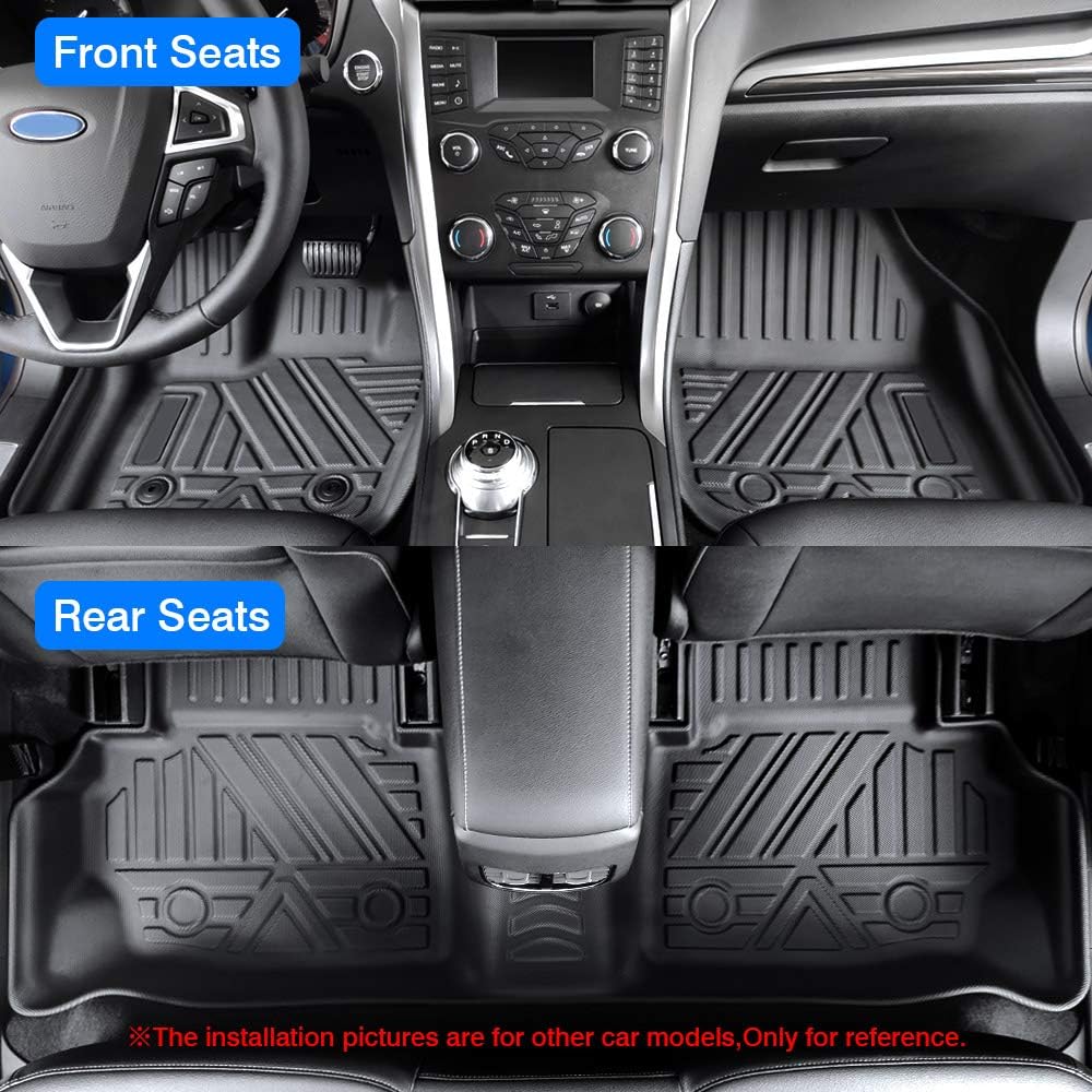 Custom Fit All Weather Floor Mats 1st & 2nd Row Black Non-Slip R2823