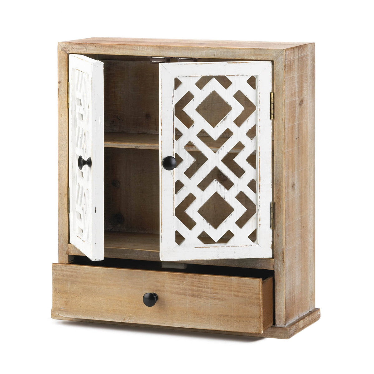 White Geo Pattern Wall Cabinet R11829
