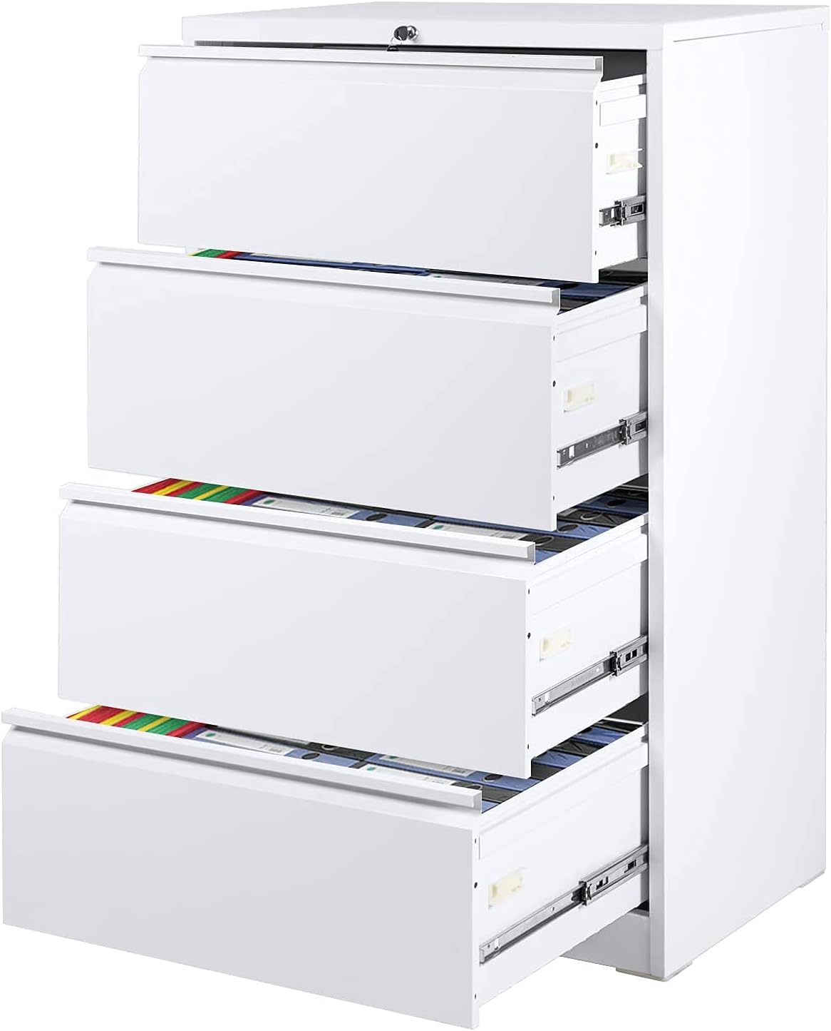 White 3 Drawer Lateral File Cabinet with Lock P677068