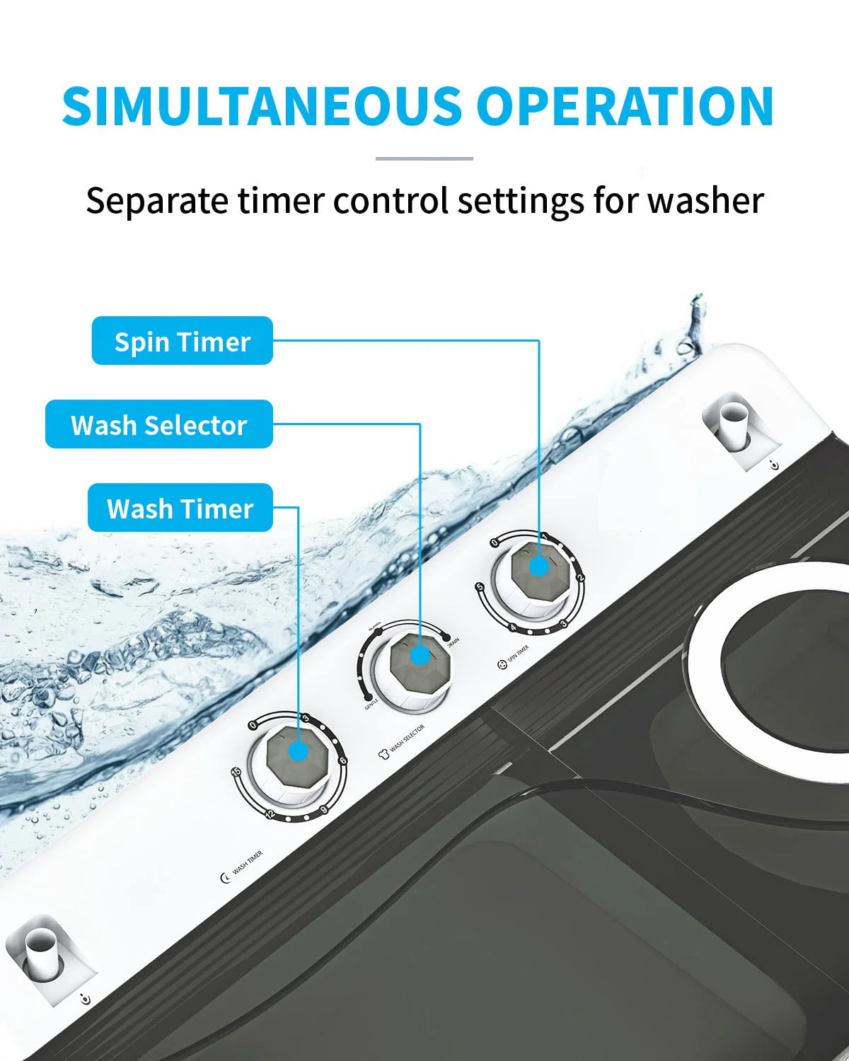 Portable 26lbs Twin Tub Compact Semi-automatic Washing Machine T8930