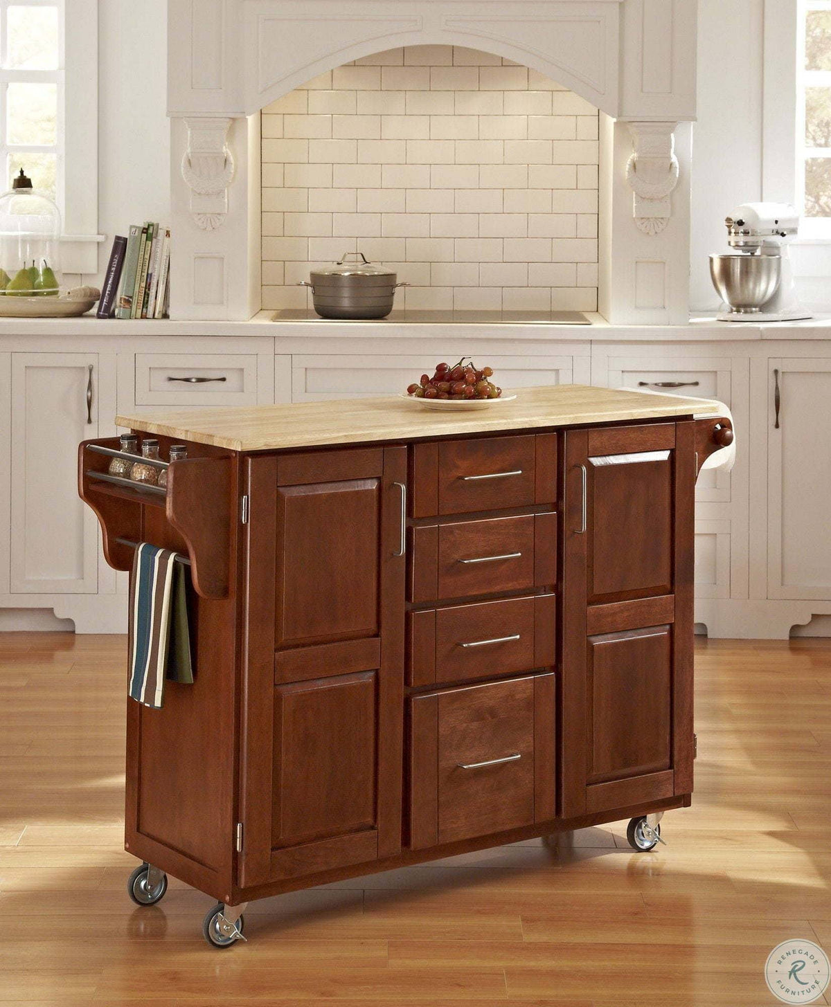 Warm Oak Cart with Wood Top S656
