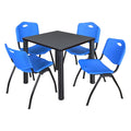 Grey 30 in. Breakroom Table with 4 Stack Chairs W7651
