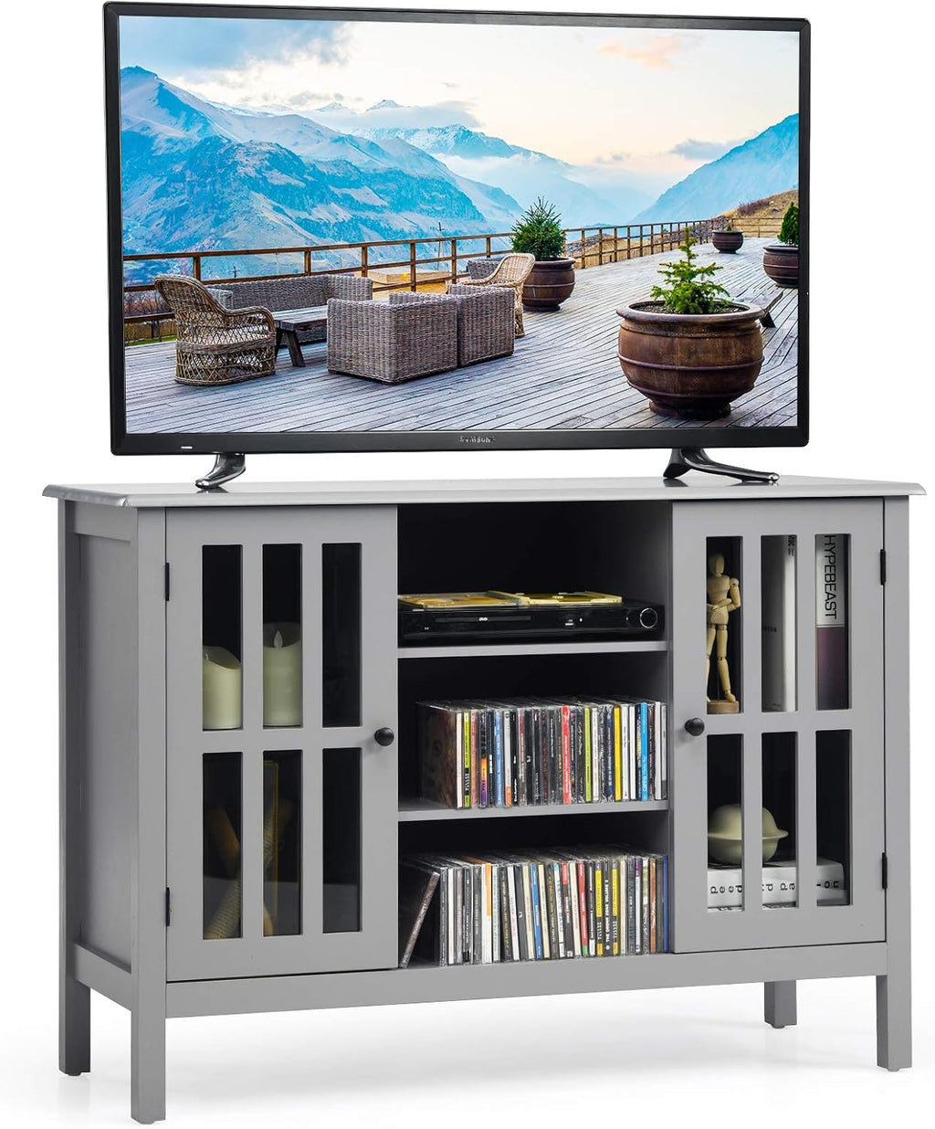 White Wood TV Stand J8316