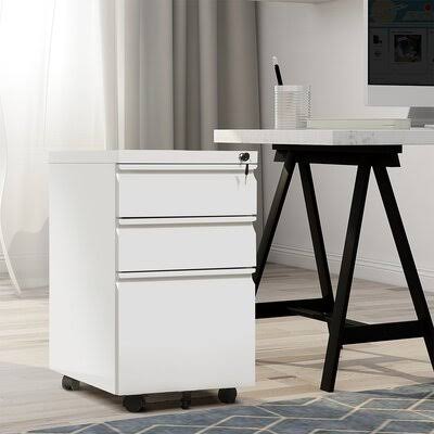 White 3-Drawer Mobile Vertical Filing Cabinet W576420