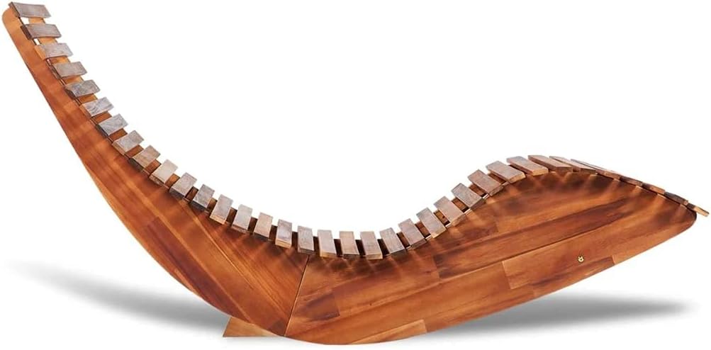 Solid Acacia Wood Rocking Sun Loungers Brown W314414